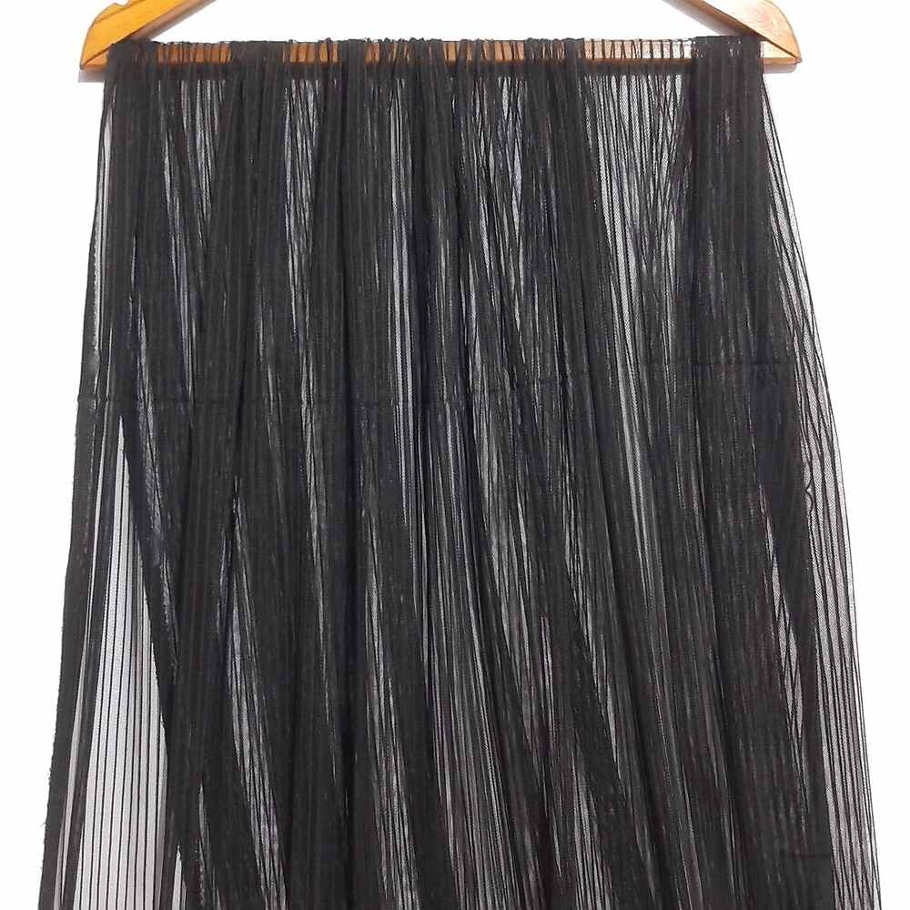 Striped Net Dupatta - Black - ZD110