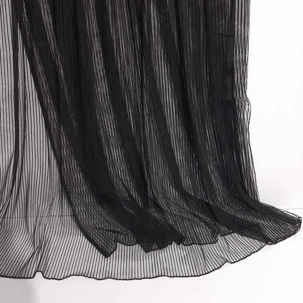 Striped Net Dupatta - Black - ZD110