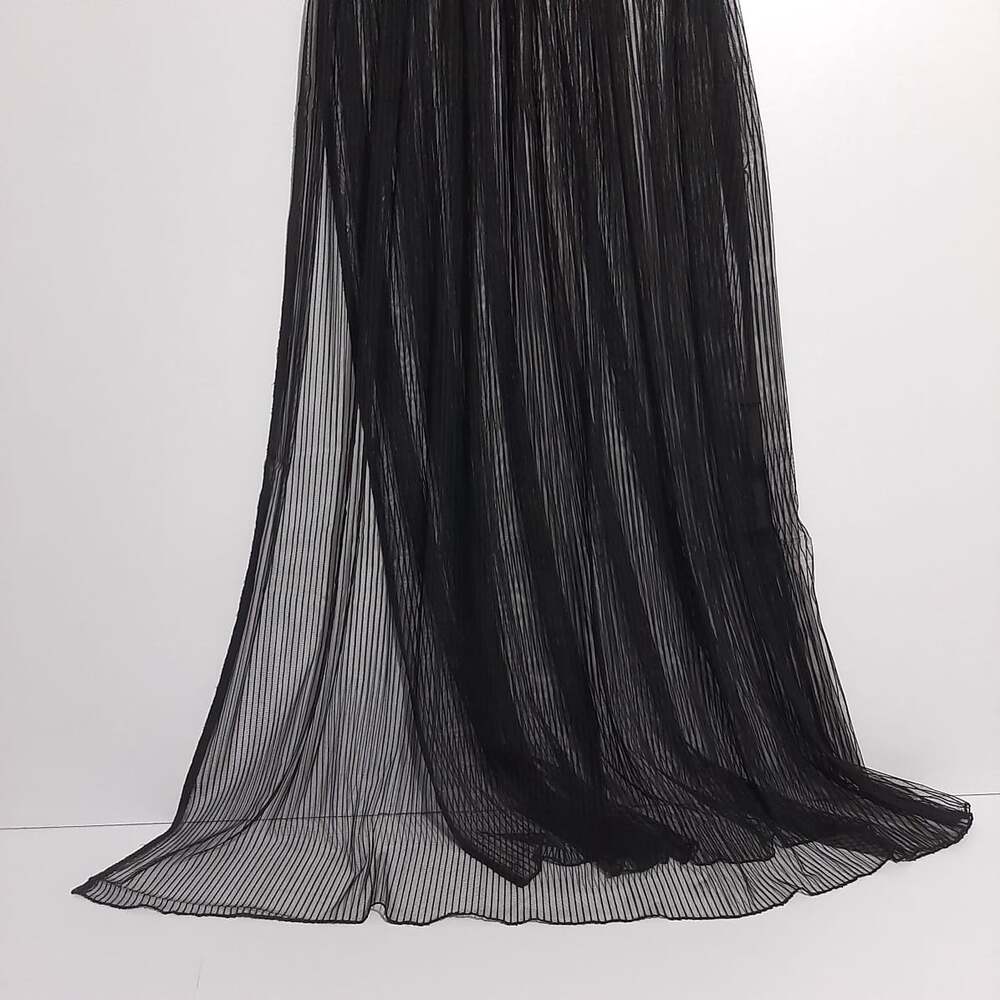 Striped Net Dupatta - Black - ZD110