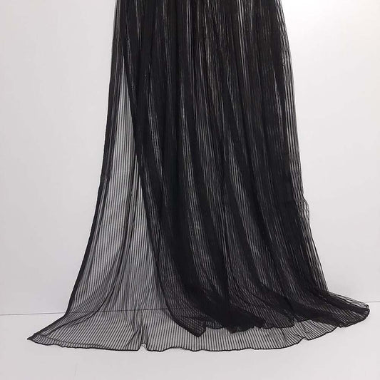 Striped Net Dupatta - Black - ZD110