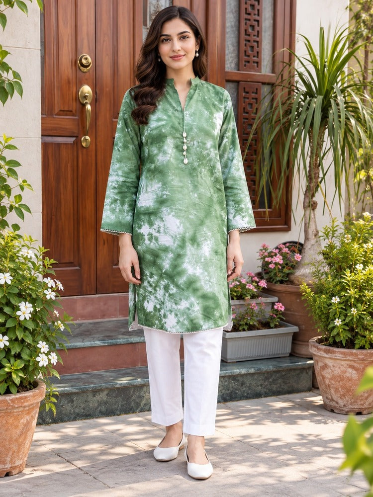 Tie and Dye Kurti - Green - BGK30
