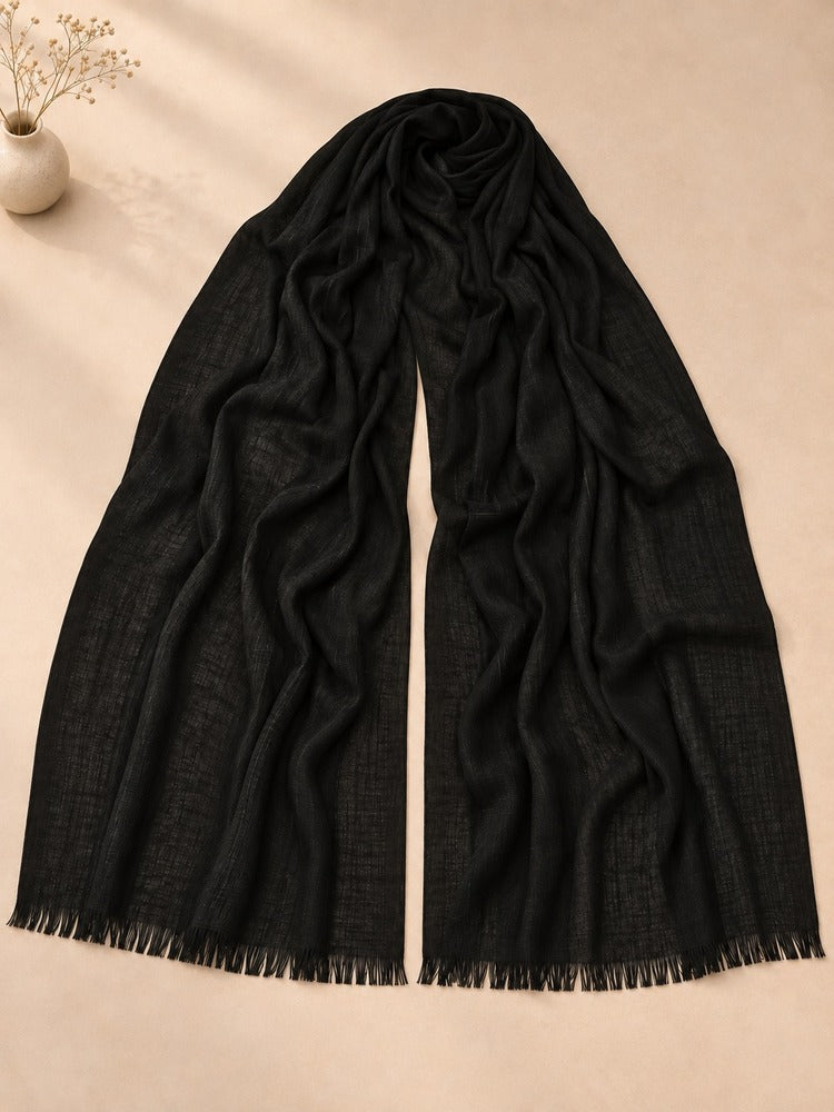 Turkish Lawn Scarf Stole – Black – ZSC28