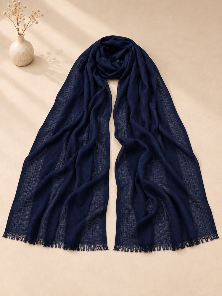 Turkish Lawn Scarf Stole – Navy – ZSC28