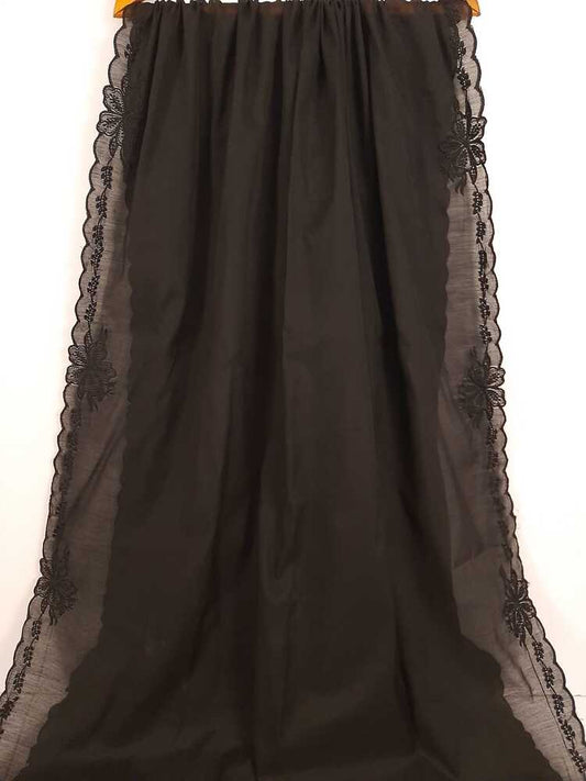 Voile Lawn Dupatta - Black - ZD202
