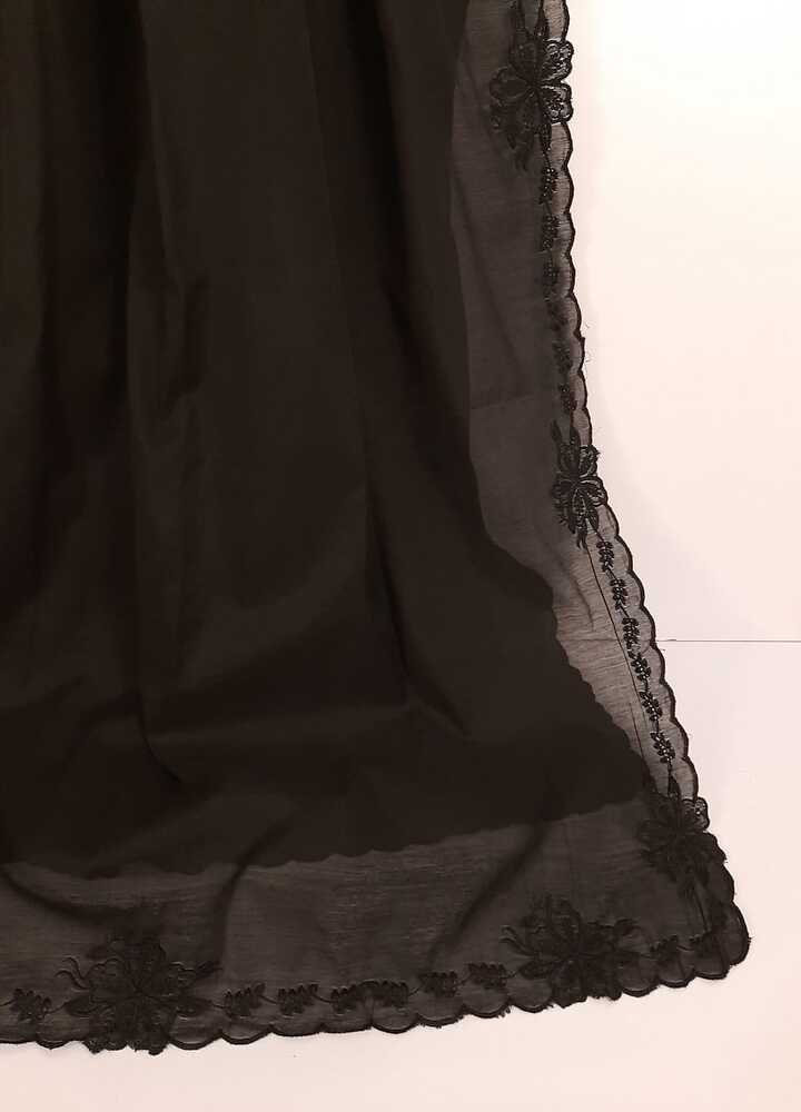 Voile Lawn Dupatta - Black - ZD202