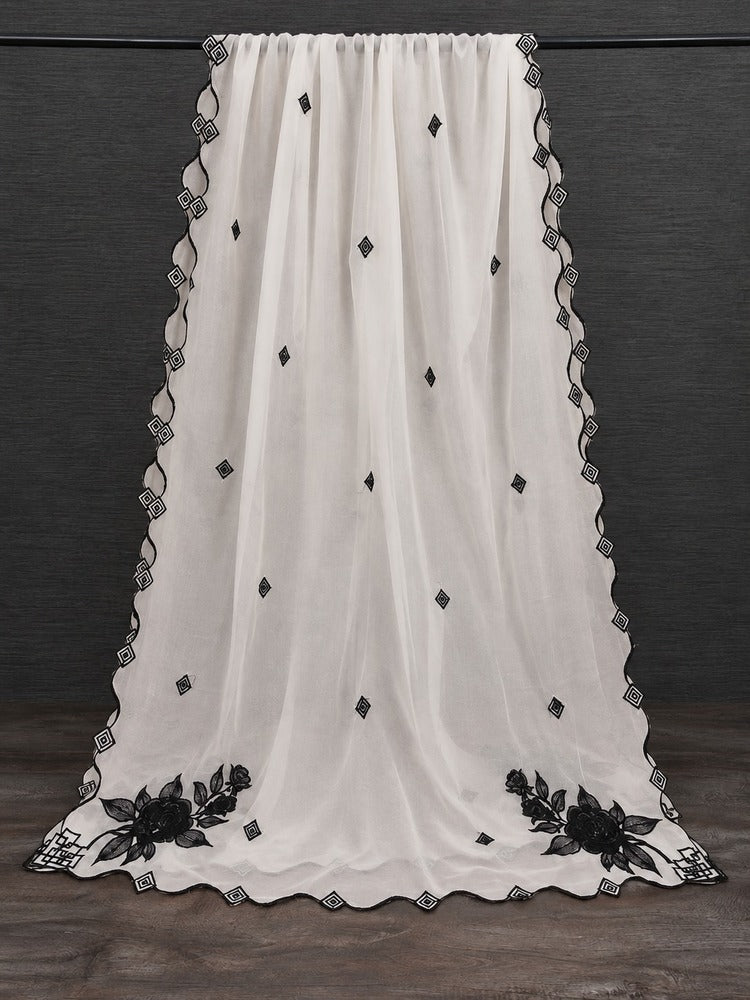 Voile Lawn Dupatta - White - MV03