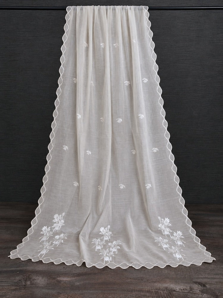 Voile Lawn Dupatta - White - MV05