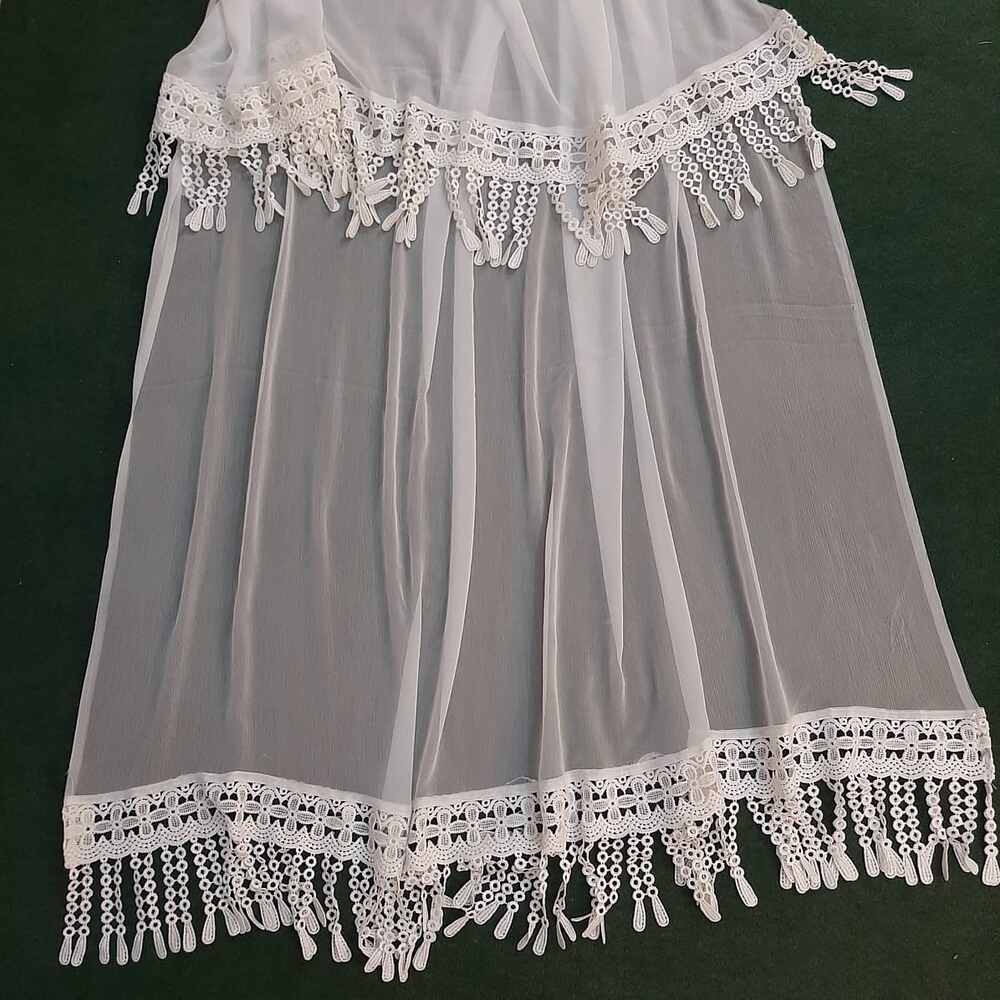 Chiffon Dupatta With Bottom Lace Dyeable - White