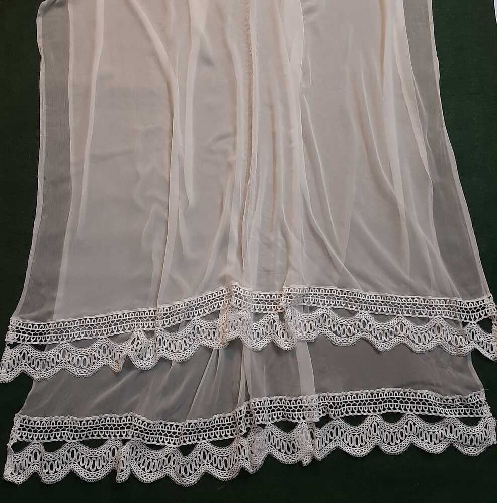 Chiffon Dupatta With Bottom Lace Dyeable - White