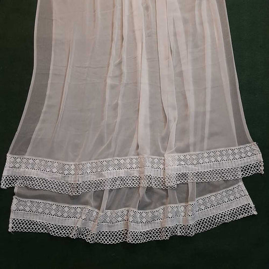 Chiffon Dupatta With Bottom Lace Dyeable - White