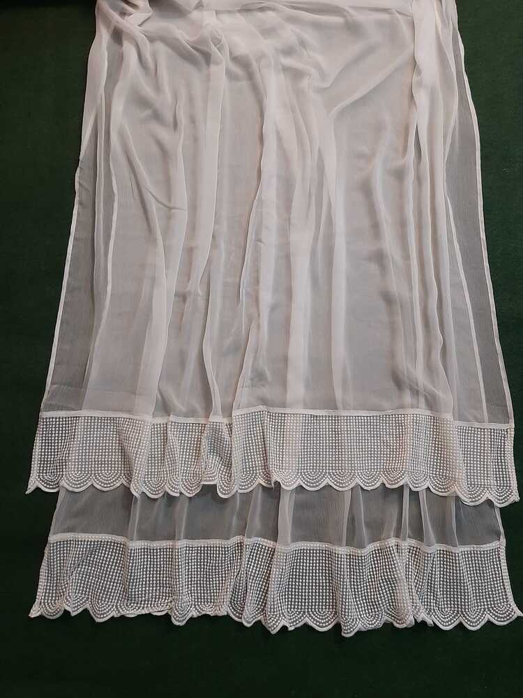 Chiffon Dupatta With Bottom Lace Dyeable - White