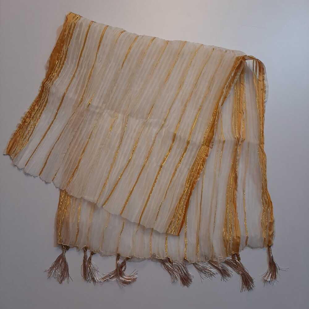 Organza Crush Dupatta With Bottom Large Ball Tassels - ZD195