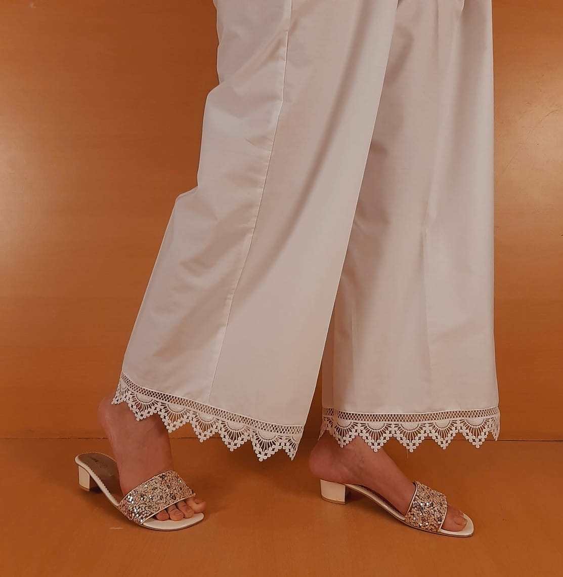 Laced Palazzo – Cotton – White – ZT455