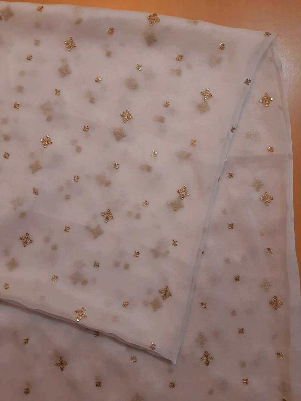 Zari Embroided Chiffon Dupatta – Dyeable – Gold - ZD434