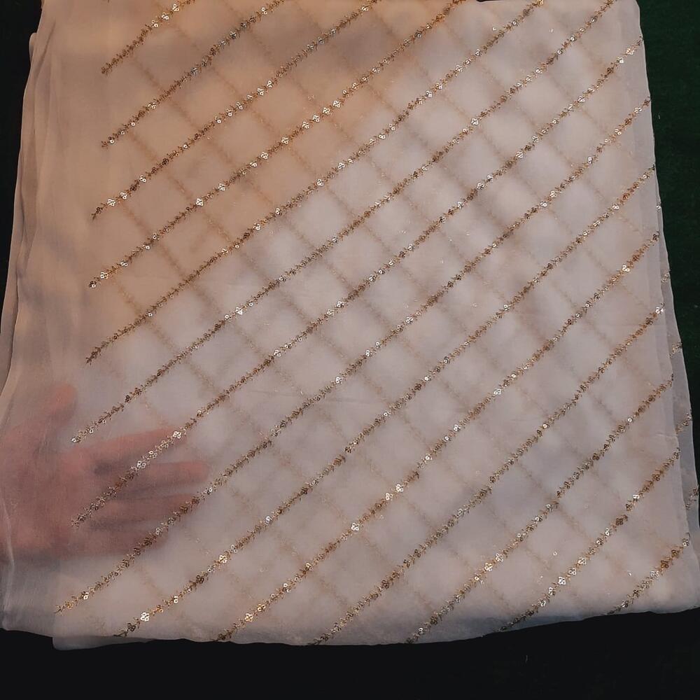 Zari Embroided Chiffon Dupatta – Dyeable – Gold