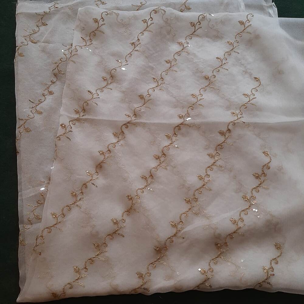 zari embroided chiffon dupatta dyeable gold