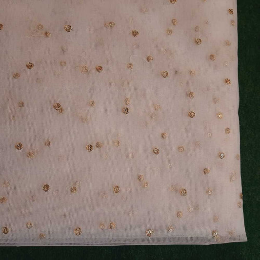Zari Embroided Net Dupatta – Dyeable – Gold - ZD436