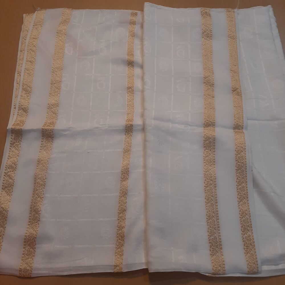 Zari Jaquard Dupatta White - ZD44