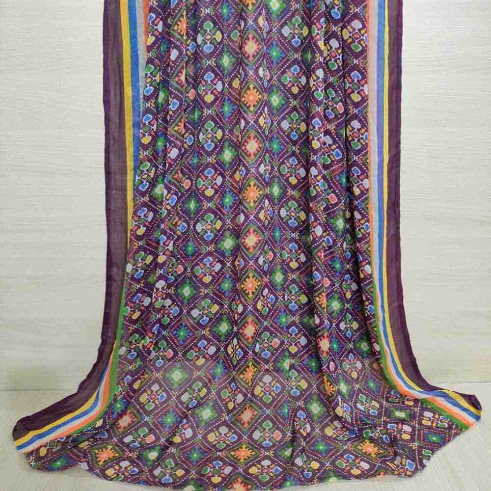 Check Printed Chiffon Dupatta - ZD153