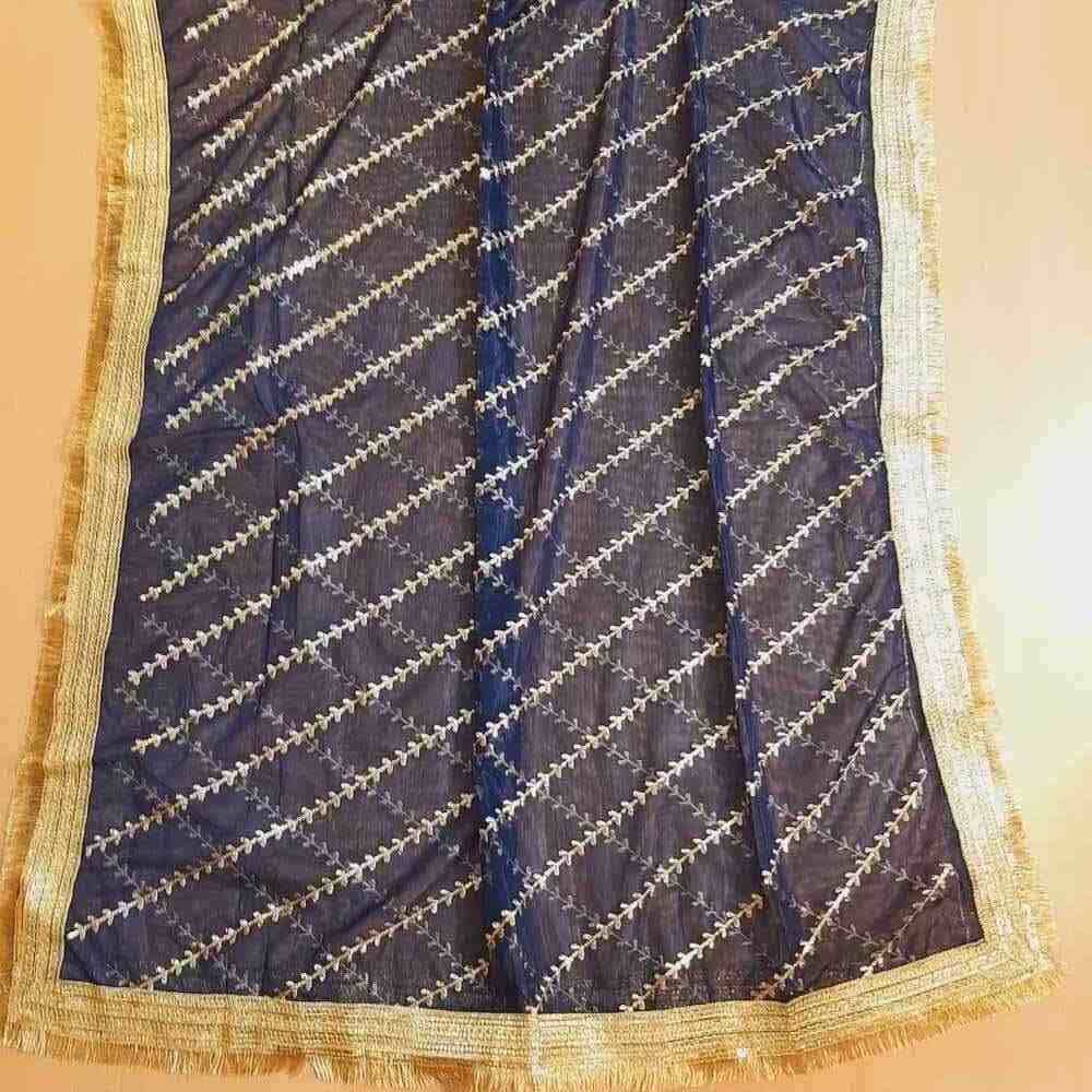 gota work net dupatta for wedding party navy