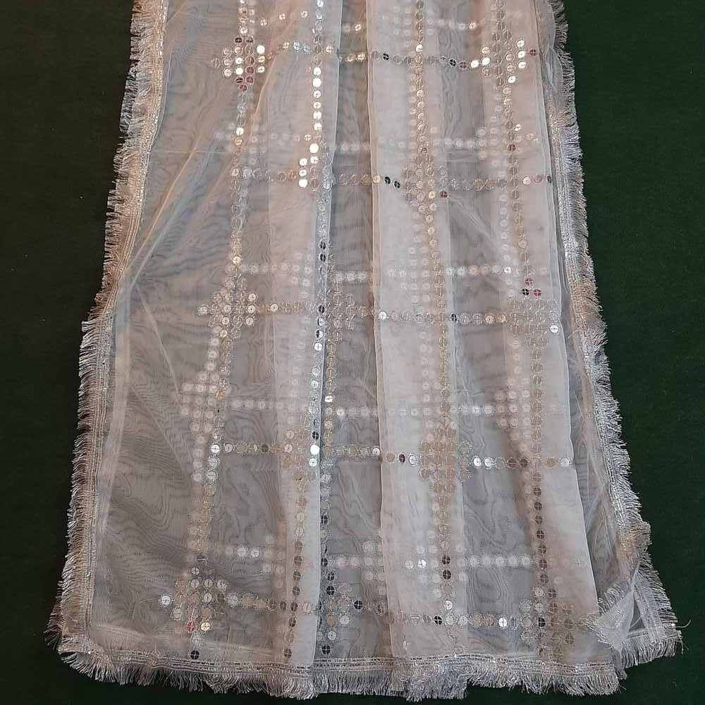 gota work net dupatta for wedding white