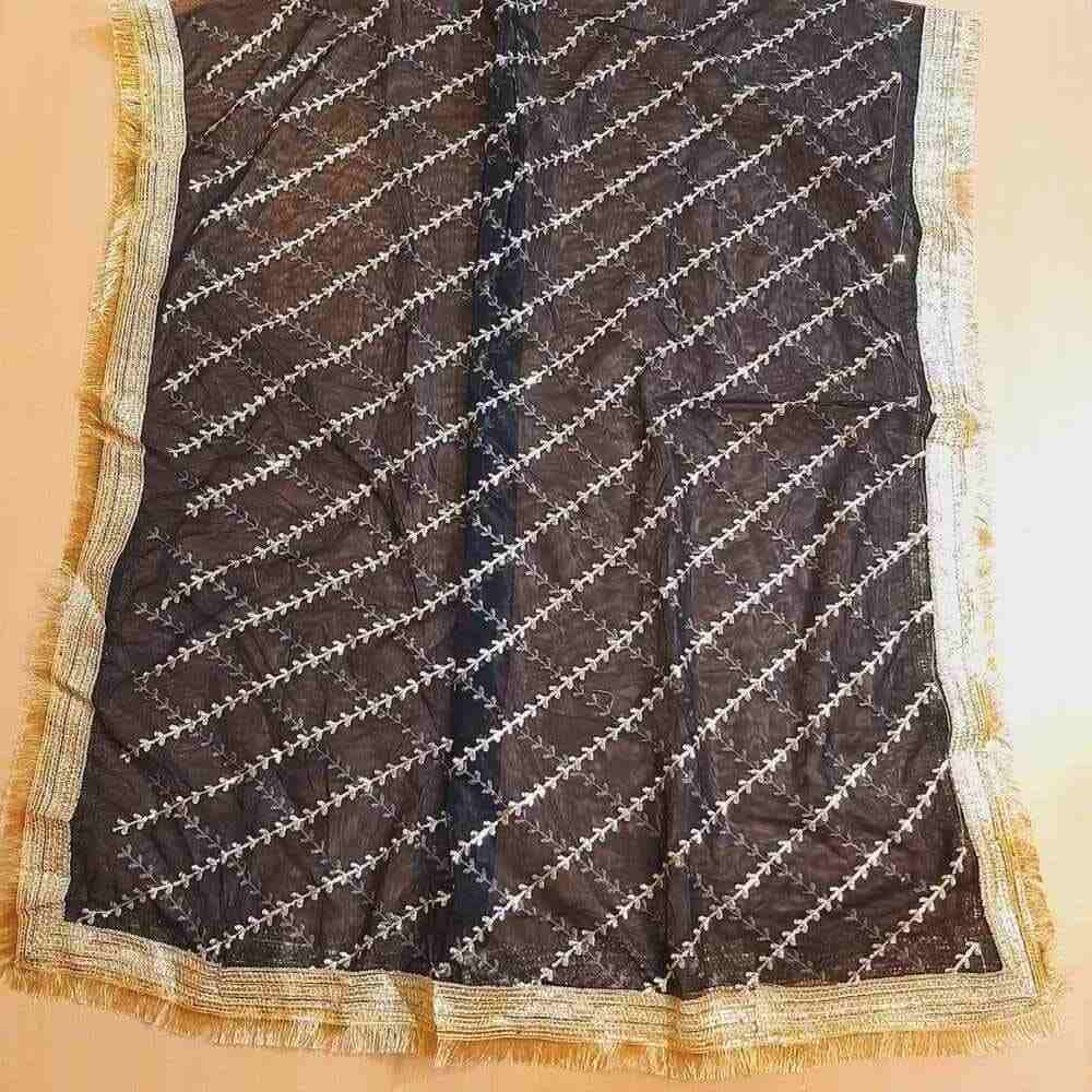 gota work net dupatta for wedding black