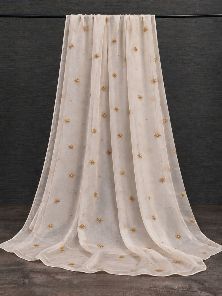 white dupatta with gold embroidery