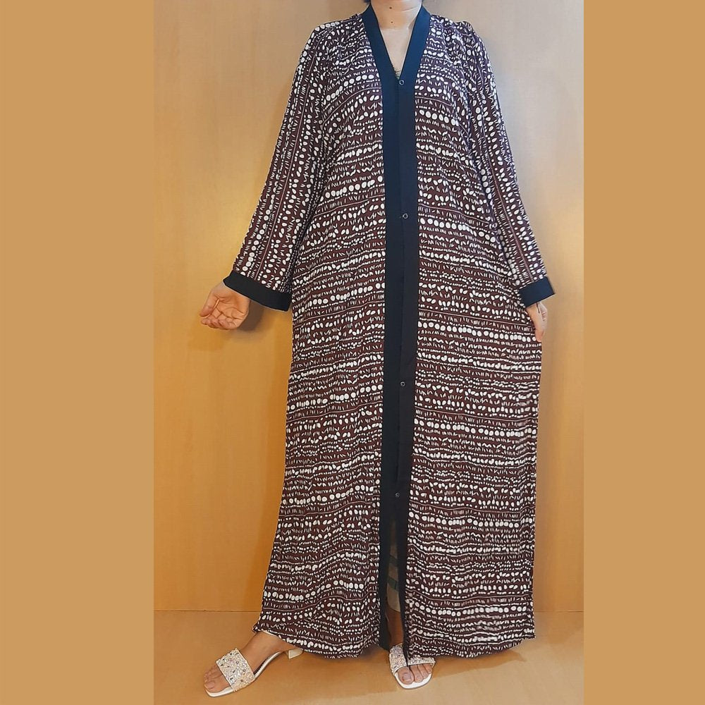 Printed - Front Open Abaya - Summer Linen - ZA128