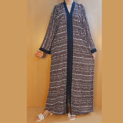 Printed - Front Open Abaya - Summer Linen - ZA128