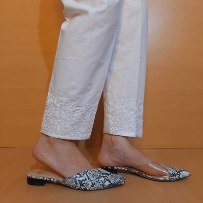 Embroided – Cotton Trouser – White – ZT395