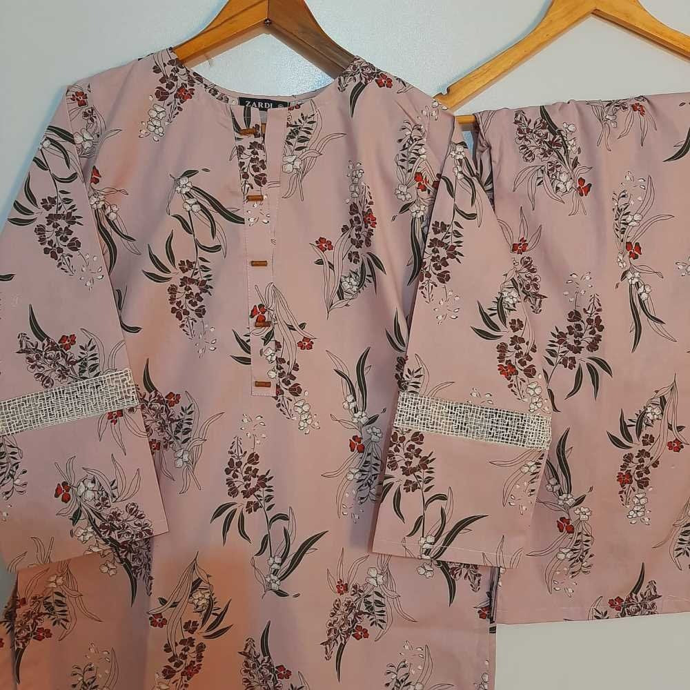 2 Piece - Stitched - Printed Kurti & Trouser - Cotton - 2PC1