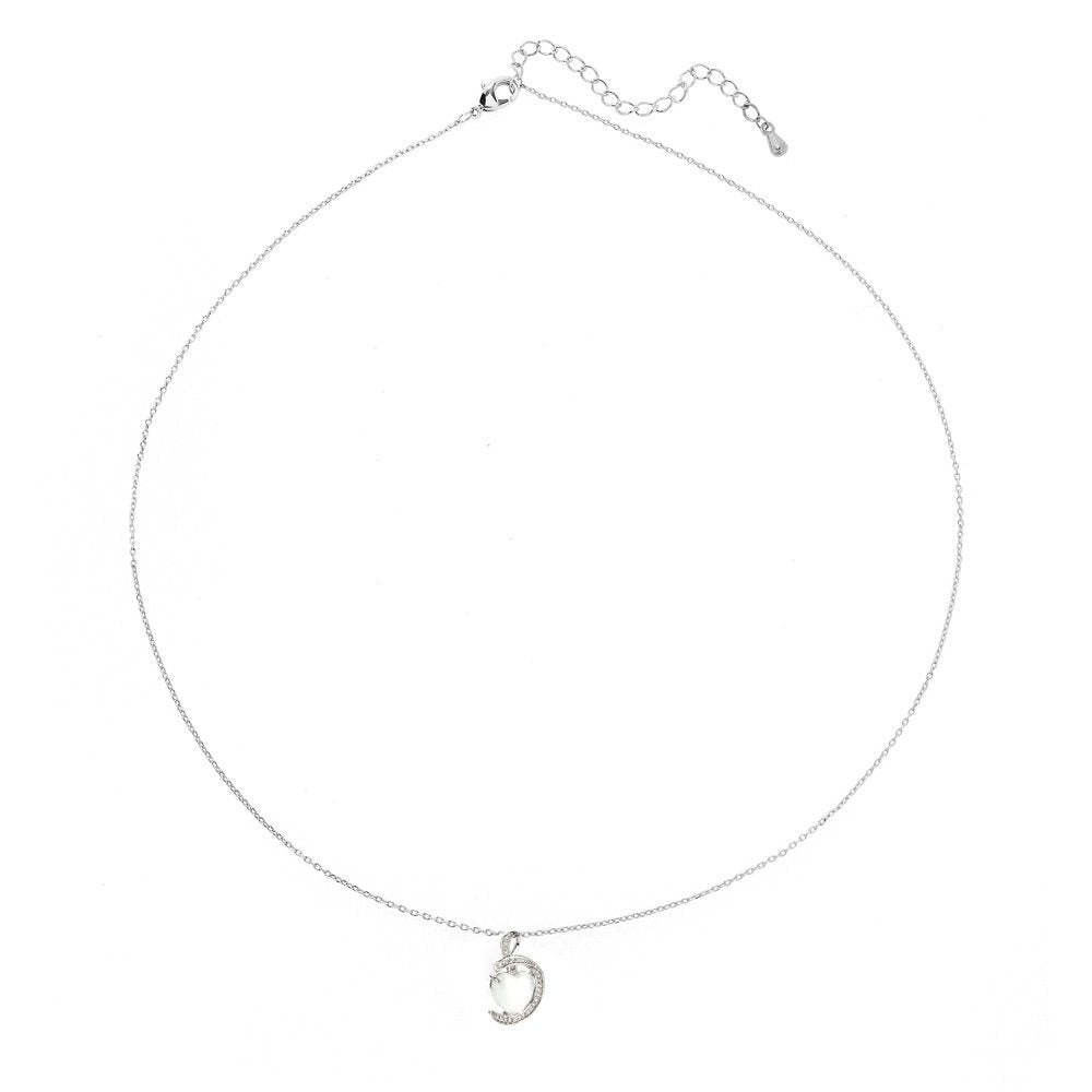 AGN0013 - Silver Plated Crystal Heart Pearl Necklace