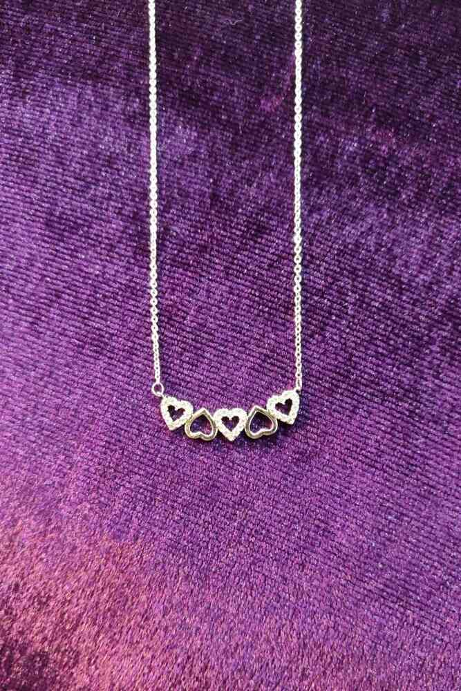 AGN0015 - Sparkling Silver Plated  Hearts Necklace