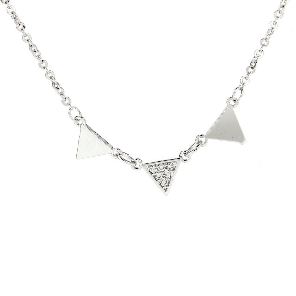 AGN0020 - Sparkling Silver Plated Triangle Necklace