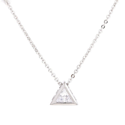 AGN0032 - Sparkling Silver Plated Triangle Necklace