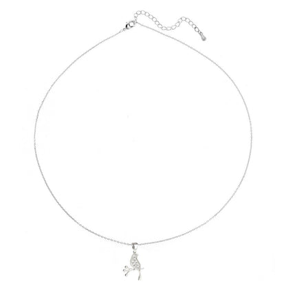 AGN0033 - Silver Plated Crystal Bird Necklace