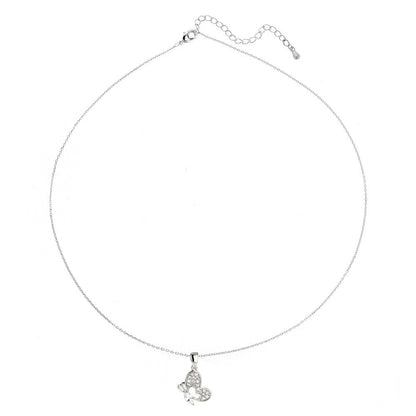 AGN0034 - Silver Plated Crystal Butterfly Necklace