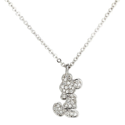 AGN0035 - Silver Crystal Mickey Mouse Necklace