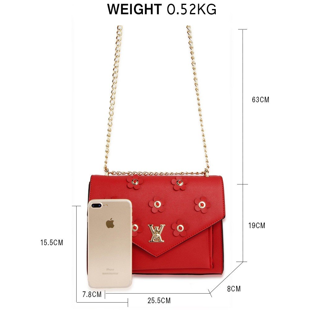 AG00626 - Red Flap Twist Lock Cross Body Bag