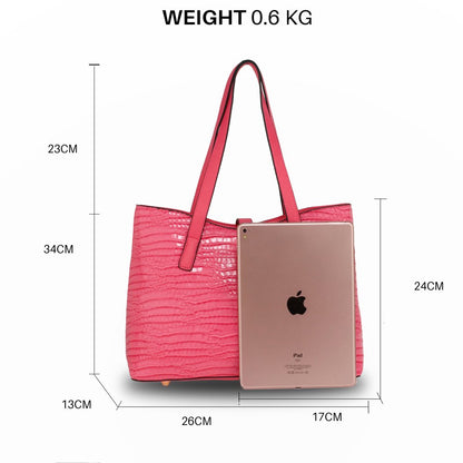 AG00710 - Pink Croc Print Tote Bag