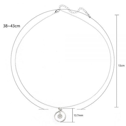 AGN0018 - Sparkling Silver Plated Circle Necklace