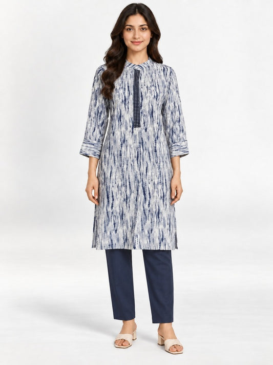 Printed Linen Kurti For Women - BGK20