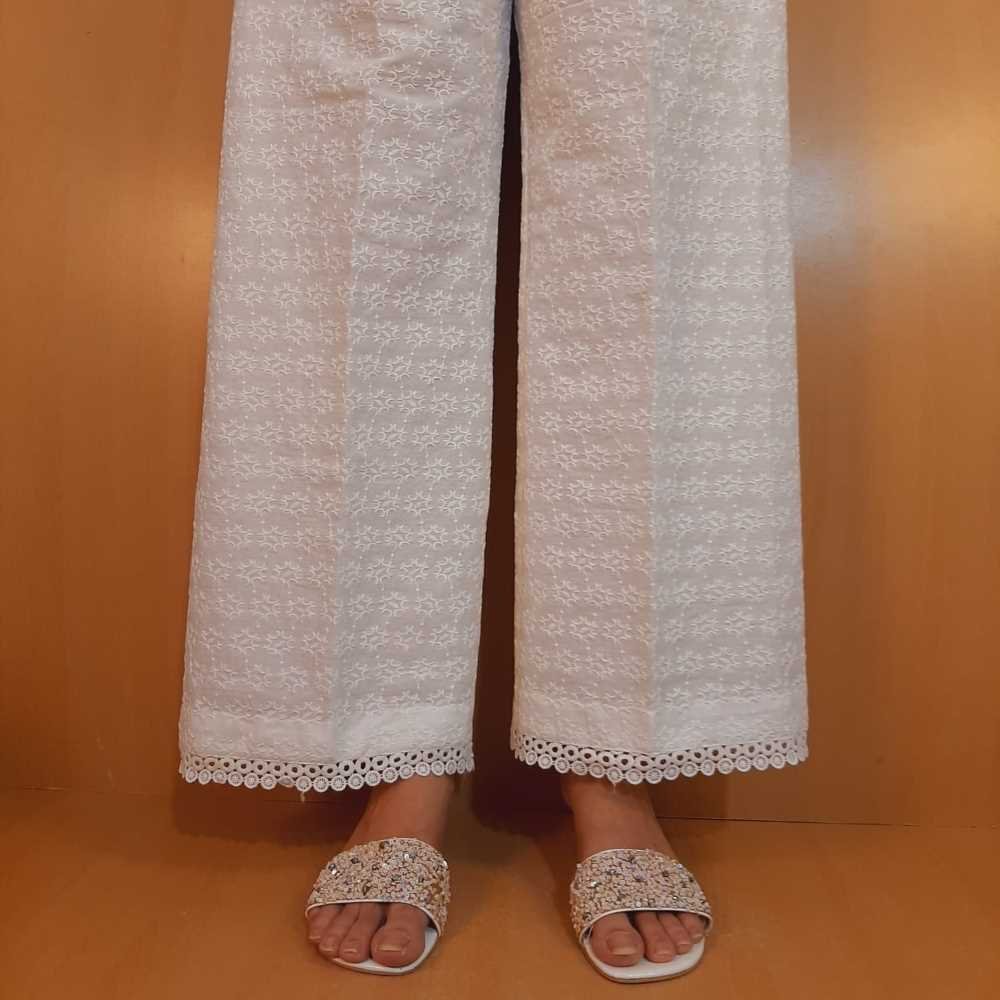 Buy online White Chikankari Tapered Pant from Skirts, tapered pants &  Palazzos for Women by Ada for ₹1990 at 0% off | 2024 Limeroad.com