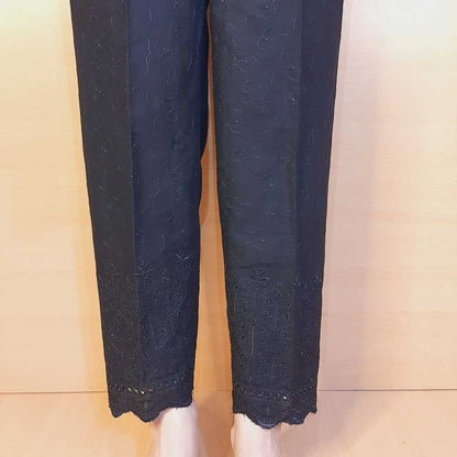 Chikankari Trouser - Soft Cotton - Black - ZT502 – ZARDI