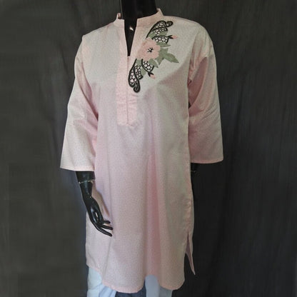 Cotton Silk Pink Kurta Drop Shoulder Style – ZK09