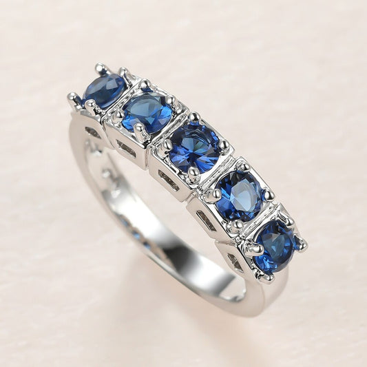 Diamantes Ring With Blue Stones - AR286