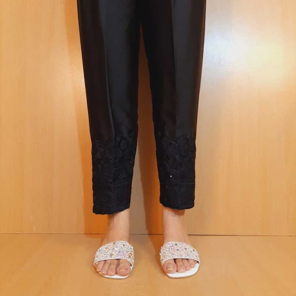 Embroided Silk Trouser – Black – ZT487
