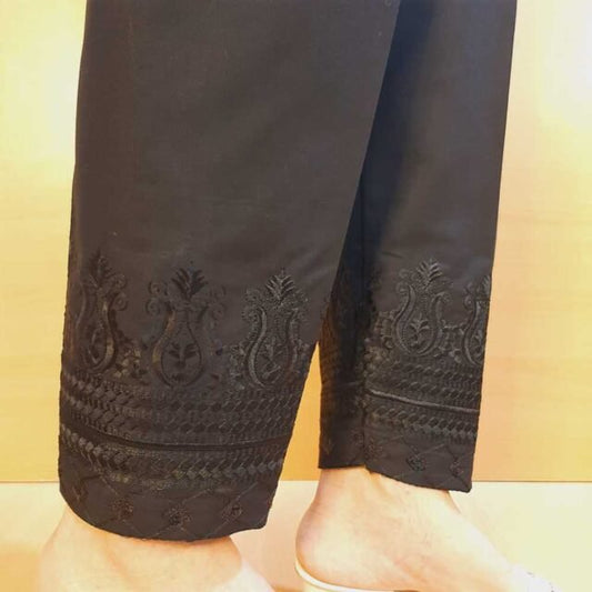 Embroided Trouser Pant  - Cotton - Black - ZT510