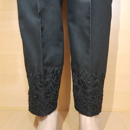 Embroided – Cotton Trouser – Black – ZT365