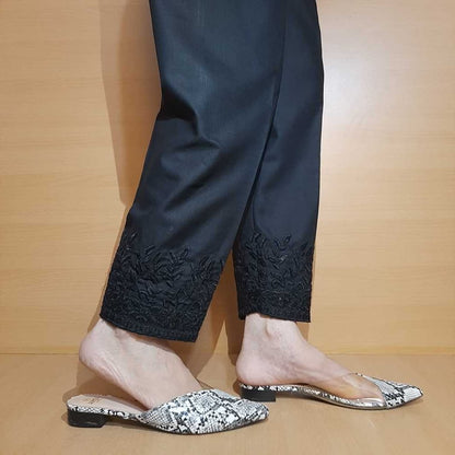 Embroided – Cotton Trouser – Black – ZT365